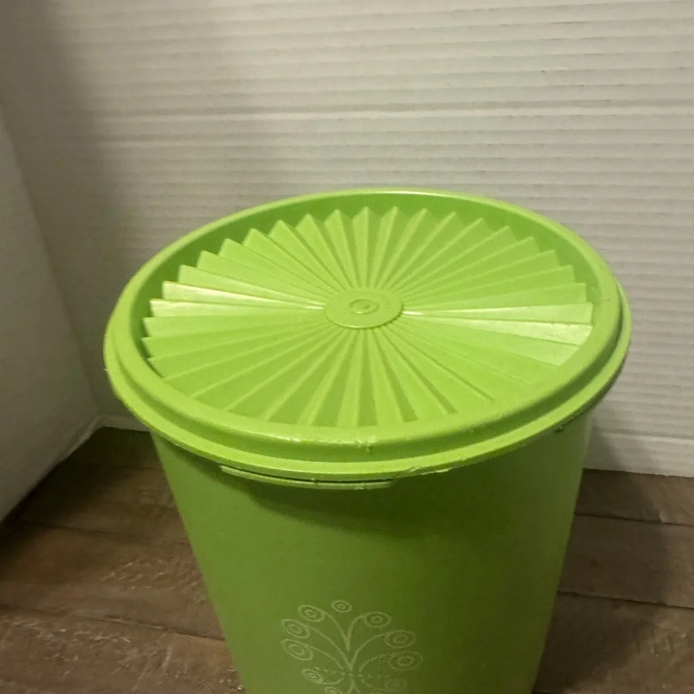 Vintage Apple Green Tupperware Canister